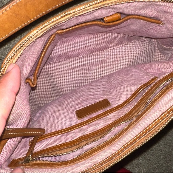 Dooney & Bourke Bag Shoulder Handbags Large Hobo Leather Brown Pink Interior - Picture 11 of 15